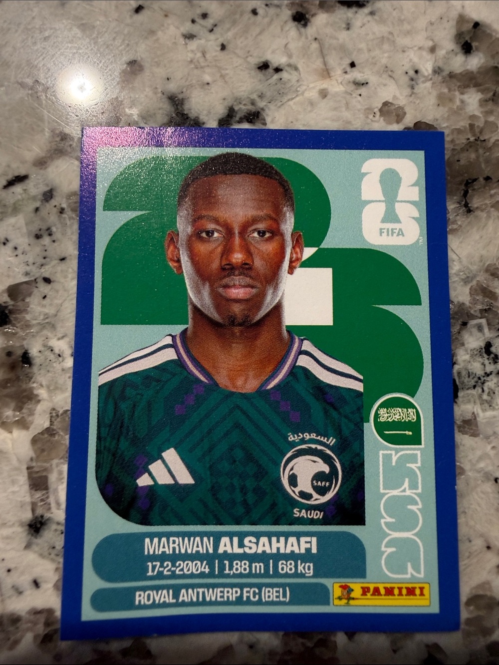Panini Sticker - Marwan Alsahafi (Green, Blue)